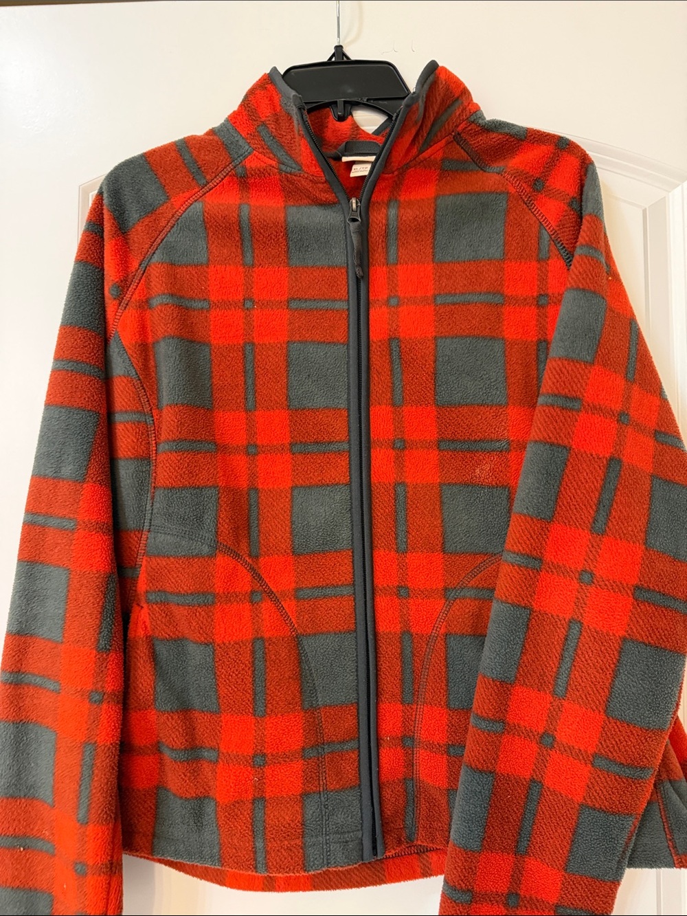 Merona Red and Gray Plaid Fleece Zip-Up Jacket
